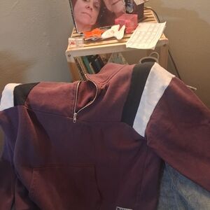 PINK Victoria's Secret Burgundy and Black Sweatshirt